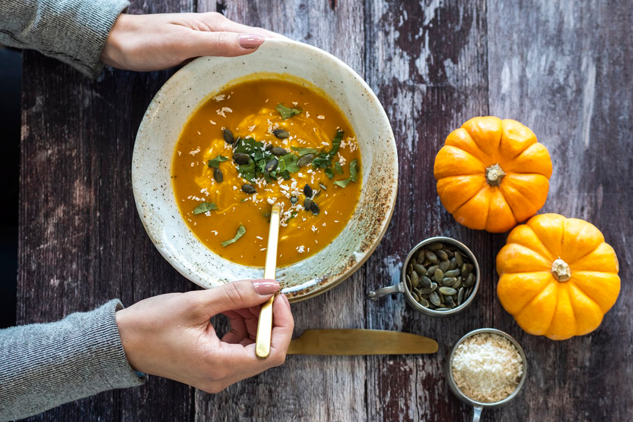 Vegan Roasted Pumpkin and Coconut Soup Recipe | Panasonic Experience Fresh
