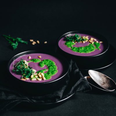 Pink cauliflower soup with potatoes Recipe