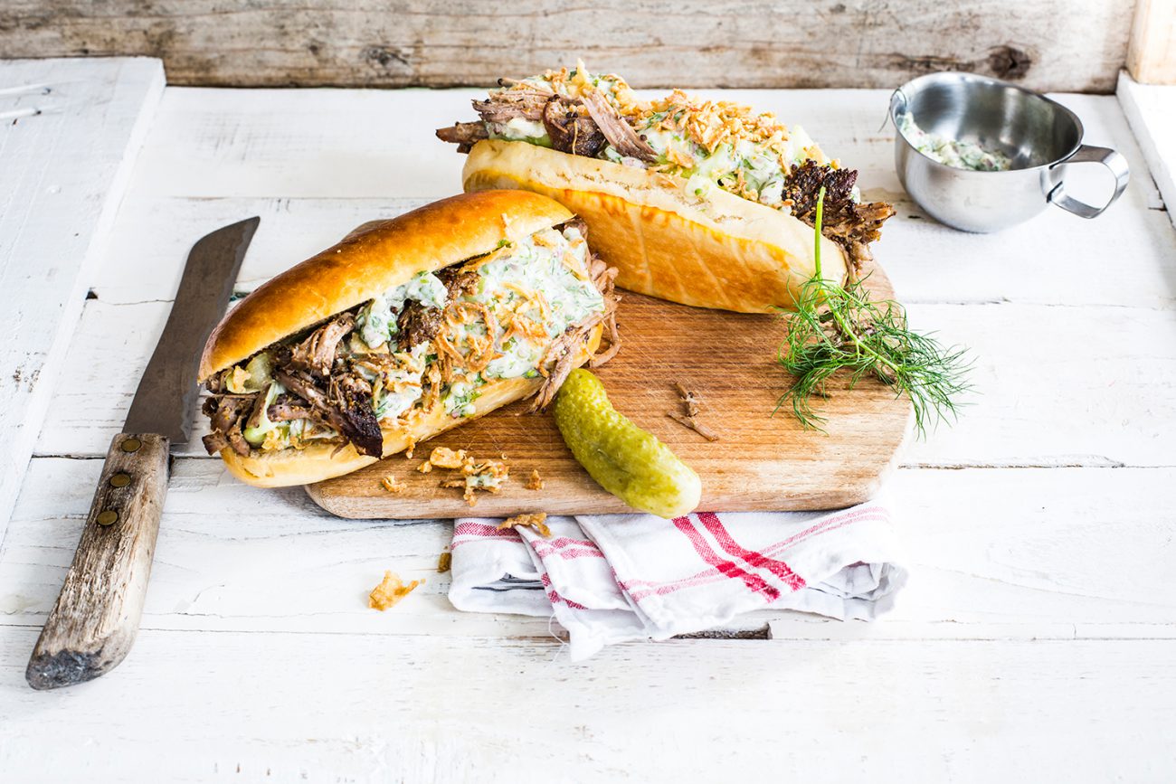 Pulled pork hot dog with mixed herbs Experience Fresh