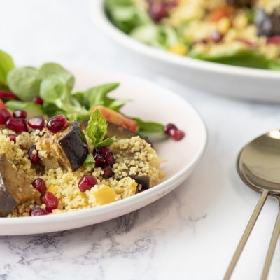 Grilled Aubergine, Mint and Couscous Salad Recipe