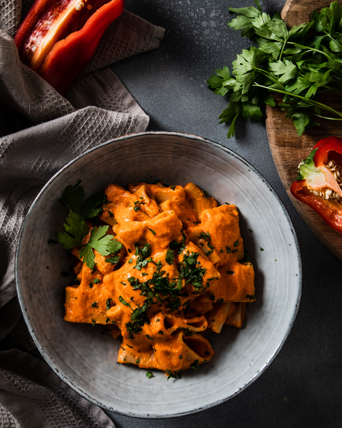 Pasta with Red Pepper Cream Recipe | Panasonic Experience Fresh