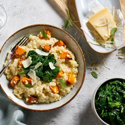 Butternut Squash and Sage Risotto with Steamed Spinach Recipe