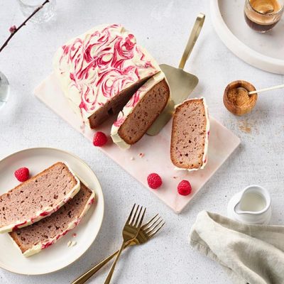 Almond Cake with Raspberries and white Chocolate Recipe