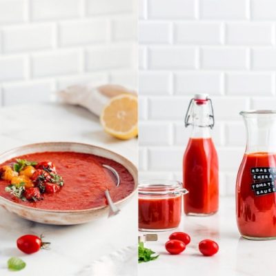 Tomatensuppe aus gerösteten Kirschtomaten