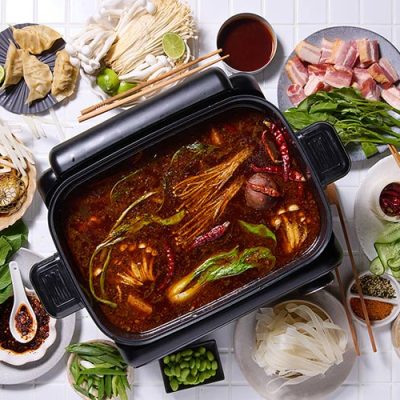Chinese Hot Pot with Wontons, Pork & Vegetables Recipe